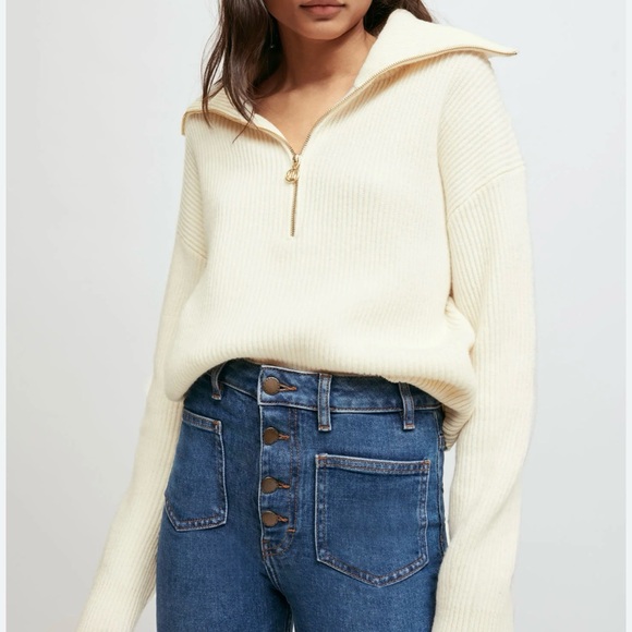 Maje Sweaters - Maje Ribbed Pullover With Half - Zip Collar
